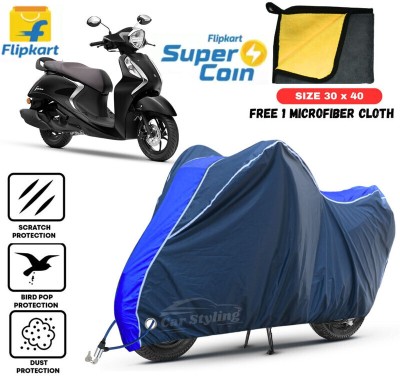 Car Styling Waterproof Two Wheeler Cover for Yamaha(Fascino, Blue, Multicolor)