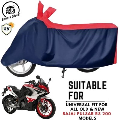 ZAQE Waterproof Two Wheeler Cover for Bajaj(Pulsar RS200 BS6, Blue, Red)