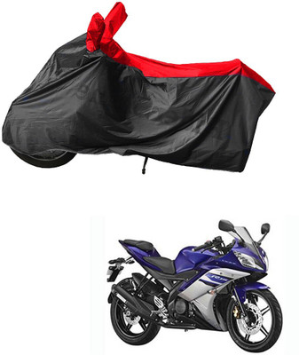 RiderShine Waterproof Two Wheeler Cover for Yamaha(R15, Black, Red)