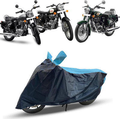 NG Auto Front Two Wheeler Cover for Royal Enfield(Bullet 350, Blue, Black)