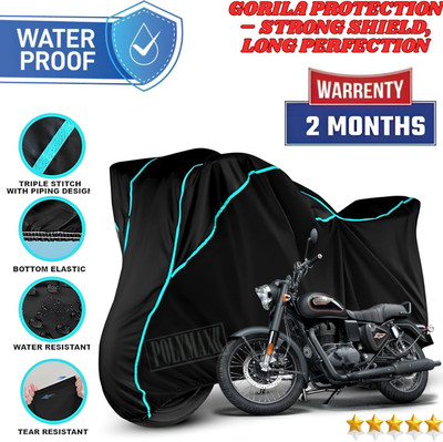 POLYMAXX Waterproof Two Wheeler Cover for Royal Enfield(Bullet 350, Black, Blue)