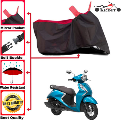 AASHTIK MART Two Wheeler Cover for Yamaha(Fascino 125, Red, Black)