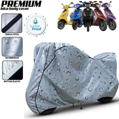 Delphinium Waterproof Two Wheeler Cover for TVS(Pep Plus, Silver, Black)