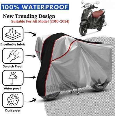 Shiv Kanha Waterproof Two Wheeler Cover for Suzuki(Access, Silver, Black)