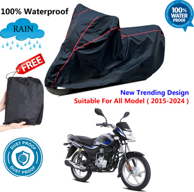 AUTOCAD Waterproof Two Wheeler Cover for Bajaj(Platina 100, Black, Red)
