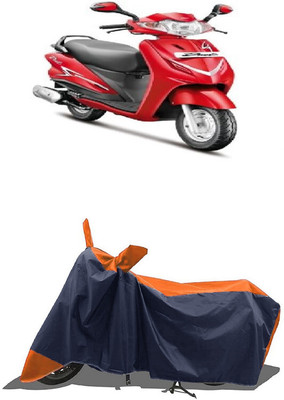 SUGASHRI Waterproof Two Wheeler Cover for Hero(Duet VX 110CC BS6, Orange, Blue)