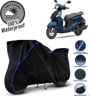 pocket bazar Waterproof Two Wheeler Cover for Yamaha(Fascino, Black)
