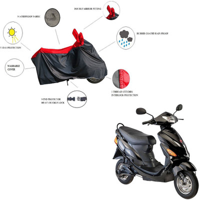 RiderShine Waterproof Two Wheeler Cover for Hero(Electric Wave Dx, Black, Red)