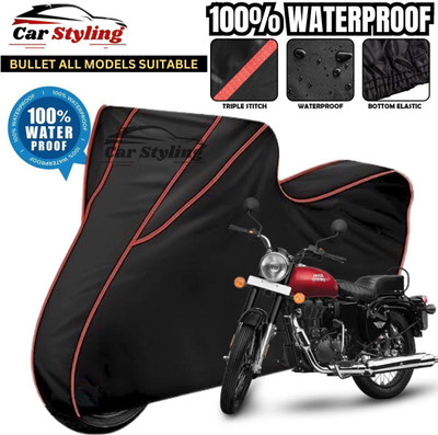 Car Styling Waterproof Two Wheeler Cover for Royal Enfield(Bullet, Black, Red)