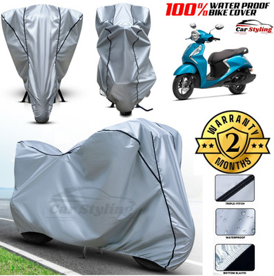 Car Styling Waterproof Two Wheeler Cover for Yamaha(Fascino, Black, Red)