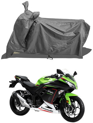 JC AutoHub Waterproof Two Wheeler Cover for Kawasaki(Ninja 300 BS6, Grey)