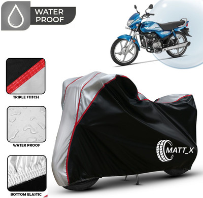 MATT_X Waterproof Two Wheeler Cover for Hero(HF Deluxe, Black, Silver)