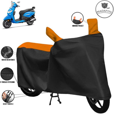 MADAFIYA Waterproof Two Wheeler Cover for Hero(Pleasure Plus, Black, Orange)