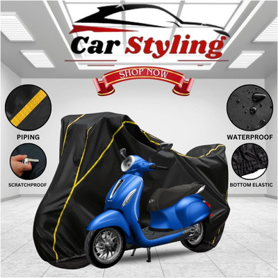 OliverX Waterproof Two Wheeler Cover for Yamaha(Fascino, Black, Yellow)