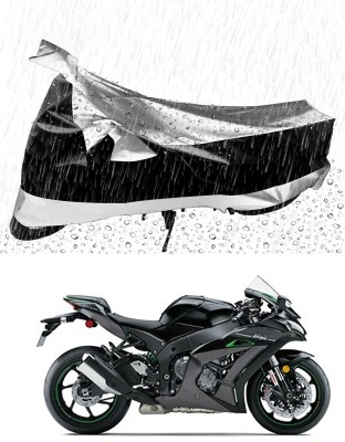 Furious3D Two Wheeler Cover for Kawasaki(Ninja ZX-10R, Silver, Black)