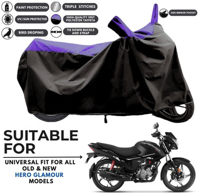 MADAFIYA Two Wheeler Cover for Hero(Glamour FI, Black, Purple)