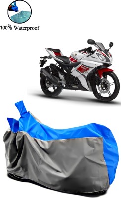 Autofly Waterproof Two Wheeler Cover for Yamaha(YZF R15 Ver 2.0, Grey, Blue)