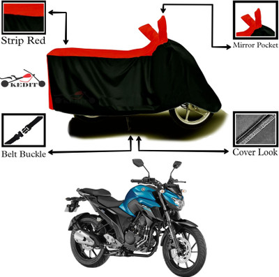 KEDIT Two Wheeler Cover for Yamaha(FZ S FI (V 2.0) BS6, Red, Black)