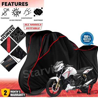 OliverX Waterproof Two Wheeler Cover for TVS(Apache RTR 160, Black, Red)
