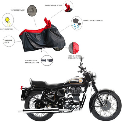 RiderShine Waterproof Two Wheeler Cover for Royal Enfield(Standard 350, Black, Red)