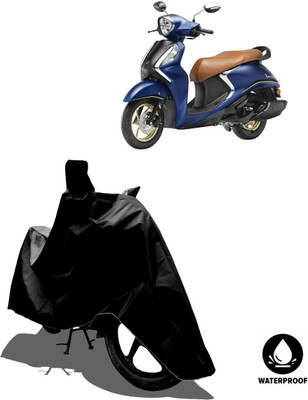 Amexride Waterproof Two Wheeler Cover for Yamaha(Fascino BS6, Black)