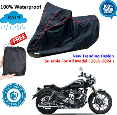 AutoGalaxy Waterproof Two Wheeler Cover for Royal Enfield(Meteor BS6, Black, Red)