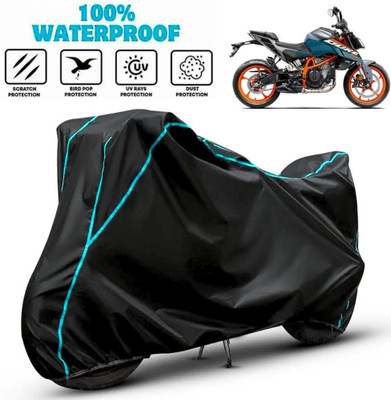 favy Waterproof Two Wheeler Cover for KTM(390 Duke, Black, Blue)