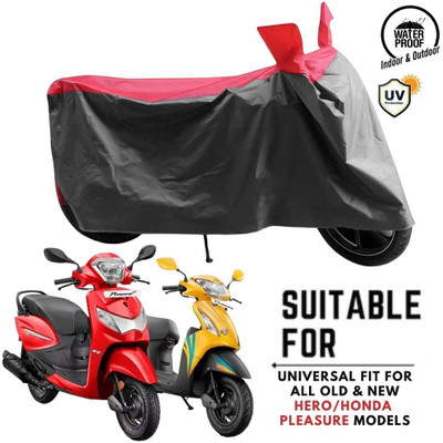 ZAQE Waterproof Two Wheeler Cover for Hero(Pleasure, Grey, Red)