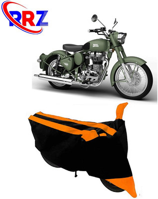 RRZ Waterproof Two Wheeler Cover for Royal Enfield(Battle Green, Black, Orange)