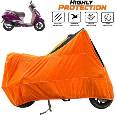 ZAQE Waterproof Two Wheeler Cover for TVS(Jupiter classic, Black, Orange)