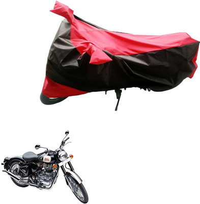 Mdstar Waterproof Two Wheeler Cover for Royal Enfield(Classic 500, Black, Red)