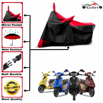 KEDIT Two Wheeler Cover for TVS(Zest 110, Red, Black)