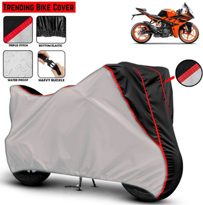 Mwiss Waterproof Two Wheeler Cover for KTM(RC 200, Silver, Black)
