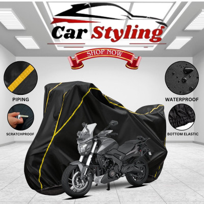 Car Styling Waterproof Two Wheeler Cover for Bajaj(Dominar 400 BS6, Black, Yellow)