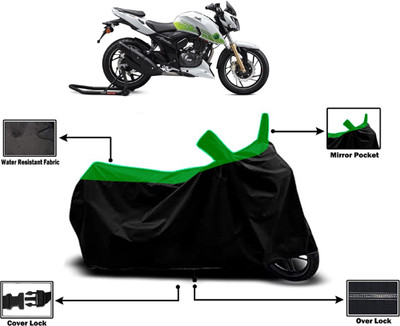 Amexride Two Wheeler Cover for TVS(Apache RTR 200 Fi E100, Green)