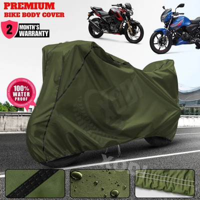 xodi Waterproof Two Wheeler Cover for TVS(Apache RTR 200 Fi E100, Green, Black)