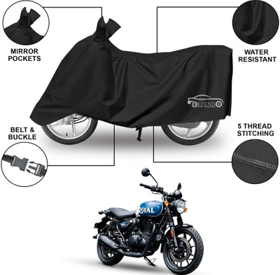 Defendo Waterproof Two Wheeler Cover for Royal Enfield(Hunter 350, Black)