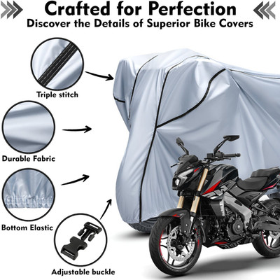 AutoGalaxy Waterproof Two Wheeler Cover for Bajaj(Pulsar 125, Silver, Black)