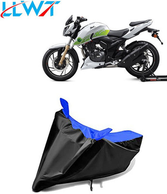 DeepShakshi AUTOMOTIVE Waterproof Two Wheeler Cover for TVS(Apache RTR 200 Fi E100, Black, Blue)