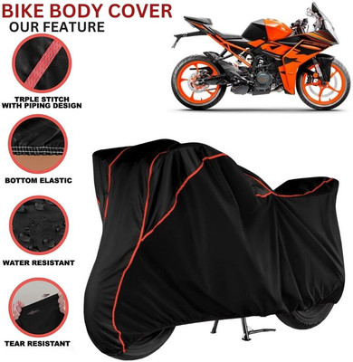 kerwa Waterproof Two Wheeler Cover for KTM(RC 200, Black, Red)
