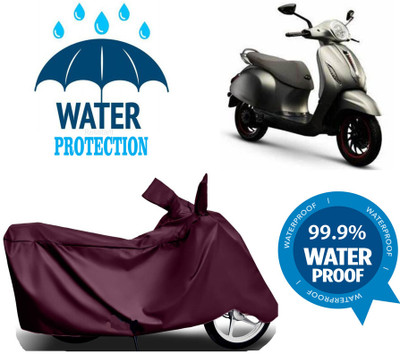 RTS COLLECTIONS Waterproof Two Wheeler Cover for Bajaj(Urbanite Chetak BS6, Maroon)