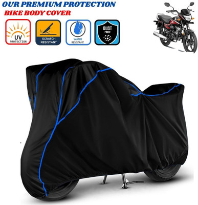 Delphinium Waterproof Two Wheeler Cover for Honda(CB Shine, Black, Blue)