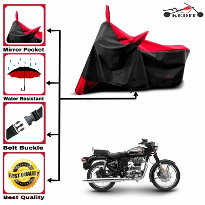 KEDIT Two Wheeler Cover for Royal Enfield(Classic Chrome, Red, Black)