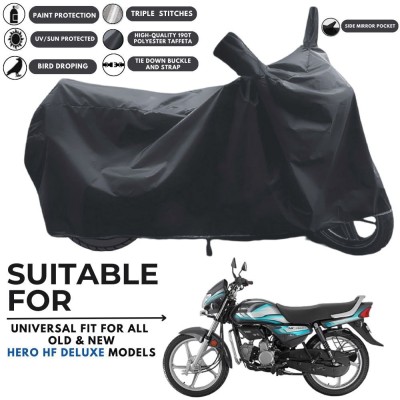 MADAFIYA Two Wheeler Cover for Hero(MotoCorp HF Deluxe, Black)