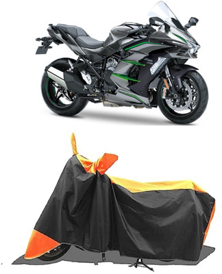 GROFATIK Two Wheeler Cover for Kawasaki(Ninja H2 SX BS6, Orange, Black)