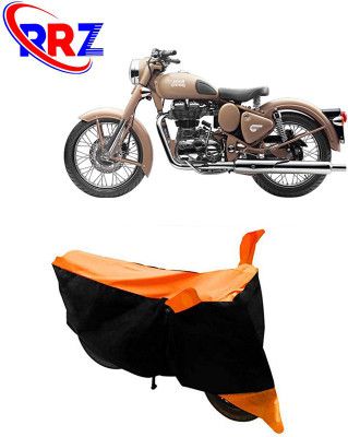 RRZ Waterproof Two Wheeler Cover for Royal Enfield(Classic Desert Storm, Black, Orange)