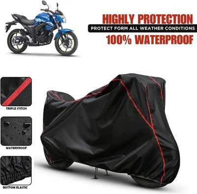 Shiv Kanha Waterproof Two Wheeler Cover for Suzuki(Gixxer, Black, Red)