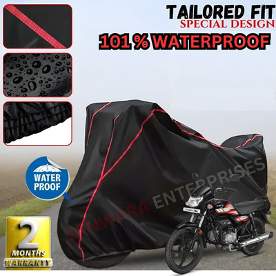 OliverX Waterproof Two Wheeler Cover for Hero(HF Deluxe, Black, Red)