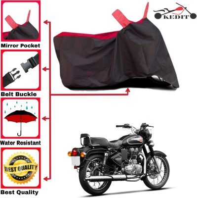 KEDIT Two Wheeler Cover for Royal Enfield(Meteor 350, Red, Black)