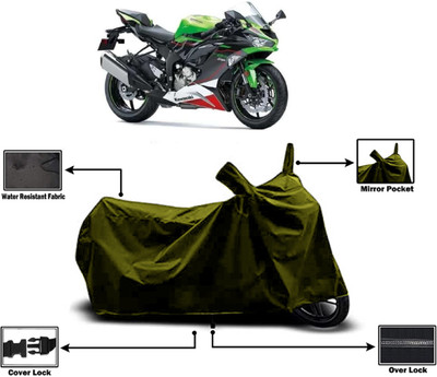 Amexride Two Wheeler Cover for Kawasaki(Ninja ZX-6R BS6, Green)